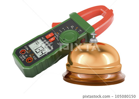 Digital multimeter with reception bell. 3D rendering Digital multimeter with reception bell. 3D rendering 105080150