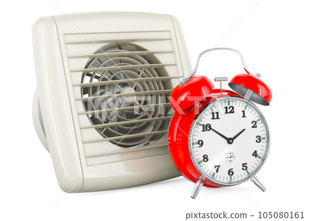 Extractor Fan with alarm clock, 3D rendering 105080161