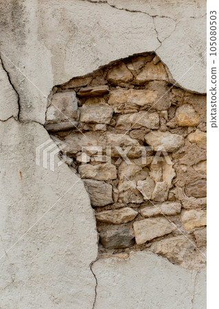 old wall texture bricks fallen plaster background 105080503