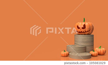 The jack o lantern pumpkin on wood column for...-插圖素材 [105081029] - PIXTA圖庫