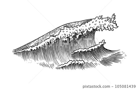 Atlantic tidal waves. Vintage old engraved hand drawn labels. Marine and nautical or sea, ocean 105081439