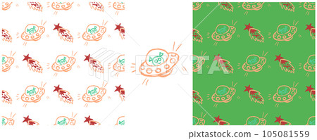 Set drawings with wax crayons. Print for cloth design, textile, fabric, wallpaper, wrapping paper Set drawings with wax crayons. Print for cloth design, textile, fabric, wallpaper, wrapping paper 105081559