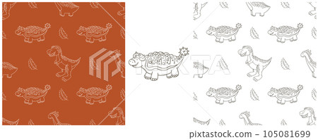 Dinosaurs of the Jurassic period. Coloring Set dinosaurs seamless pattern 105081699