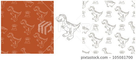 Dinosaurs of the Jurassic period. Coloring Set dinosaurs seamless pattern 105081700