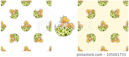 Dinosaurs of the Jurassic period. Hand drawn Set dinosaurs seamless pattern 105081733