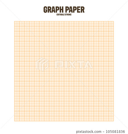Sheet of graph paper with grid. Millimeter paper texture, geometric pattern. Orange lined blank for drawing, studying, technical engineering or scale measurement. Vector illustration 105081836