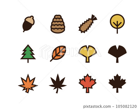 Autumn plants and leaves vector icon set - Stock Illustration ...