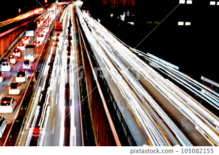 night car light trail night car light trail 105082155