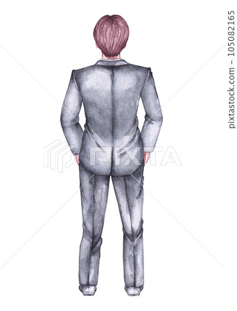 Man with his back in a black business suit on a white background 105082165