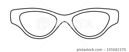 Pop Cat Eye frame glasses fashion accessory illustration. Sunglass front view for Men, women, unisex silhouette style Pop Cat Eye frame glasses fashion accessory illustration. Sunglass front view for Men, women, unisex silhouette style 105082370