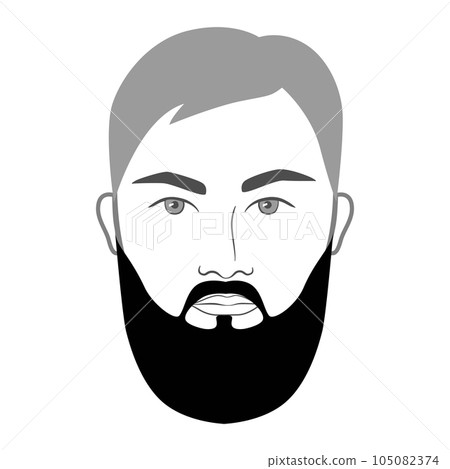 Hipster Beard style men in face illustration Facial hair mustache. Vector grey black portrait male Fashion template Hipster Beard style men in face illustration Facial hair mustache. Vector grey black portrait male Fashion template 105082374