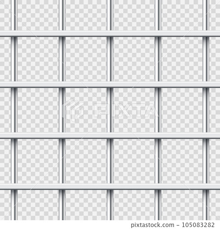Realistic shiny metal prison bars. Detailed jail cage, prison iron fence. Criminal background mockup. Vector illustration Realistic shiny metal prison bars. Detailed jail cage, prison iron fence. Criminal background mockup. Vector illustration 105083282