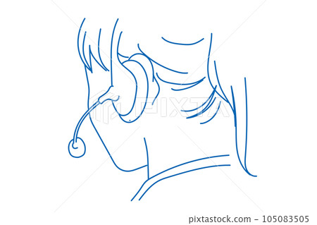 一位女士在客戶中心聊天的後視圖 105083505