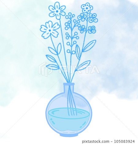 Flower Drawing, flower painting like a tattoo 105083924