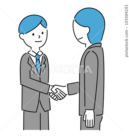 穿著西裝的男性商務人士與客戶握手 105084281