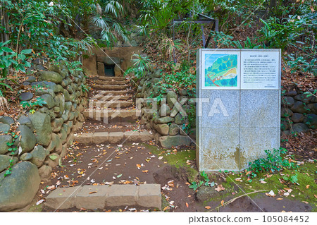 Todoroki Gorge No. 3 cave in Todoroki Gorge Park in Setagaya Ward, Tokyo in autumn 105084452