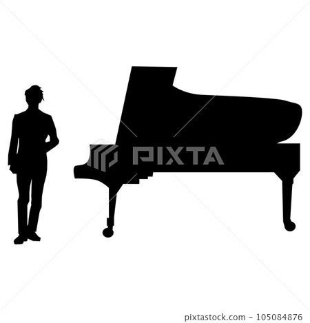Illustration material vector of a man's silhouette before playing the piano 105084876
