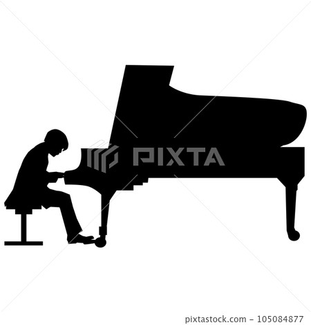 Illustration material vector of a man's silhouette playing the piano 105084877