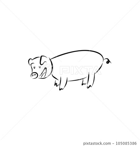 pig head icon in outline style 105085386