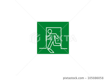 Emergency exit sign Simple and stylish Cool square emergency exit guide light illustration Left facing 105086058