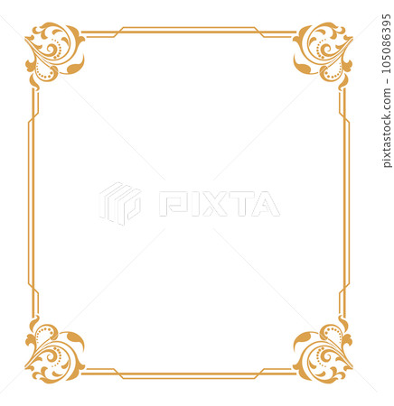 Decorative frame Elegant vector element for design in Eastern style, place for text. Floral golden and white border. Lace illustration for invitations and greeting cards. 105086395