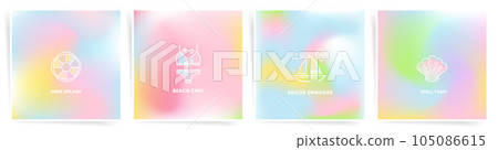 Gradient colorful backgrounds. Abstract modern colors gradation templates for summer posters, banners, social posts, square covers. Soft blur, Bright neon blend patterns, Dynamic iridescent graphic. 105086615