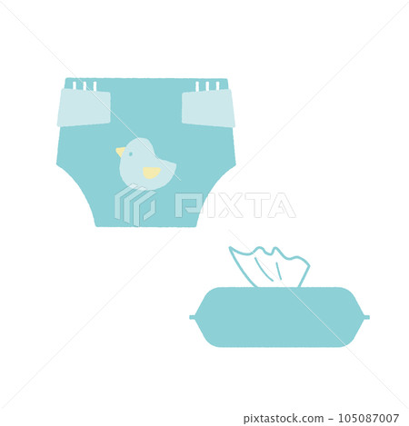 Paper diapers Cute illustrations of wipes 105087007