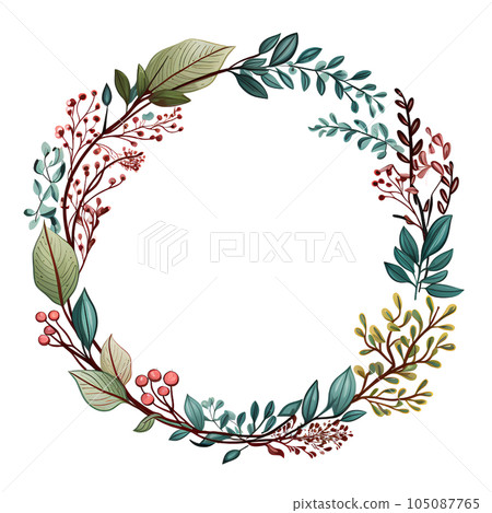 frame, design, floral, flower, card, illustration, background, nature, wreath, circle, leaf, invitation, decoration, wedding, plant, border, element, template, beauty, spring, vintage, watercolor, 105087765