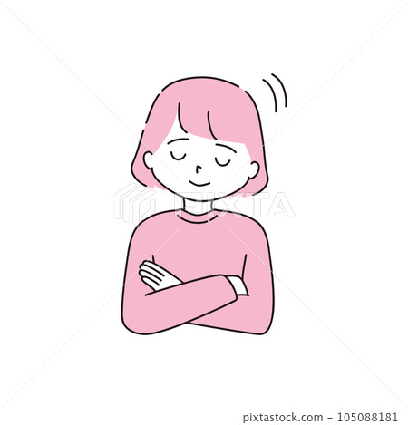 一個交叉雙臂點頭的女人 105088181