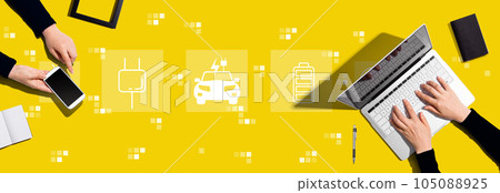 EV concept with people working together 105088925