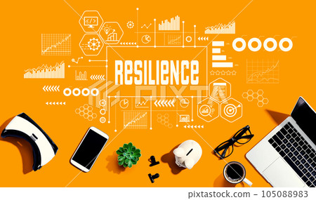 Resilience theme with electronic gadgets and office supplies Resilience theme with electronic gadgets and office supplies 105088983
