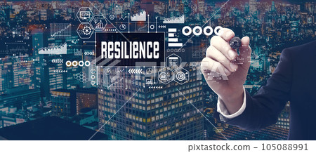 Resilience theme with businessman in city at night 105088991