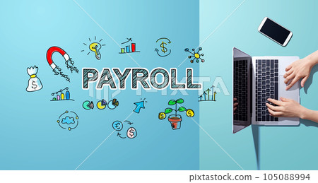 Payroll with person working with laptop 105088994