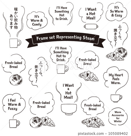 蒸汽、蒸汽、氣味、煙霧手繪框架套裝 105089402