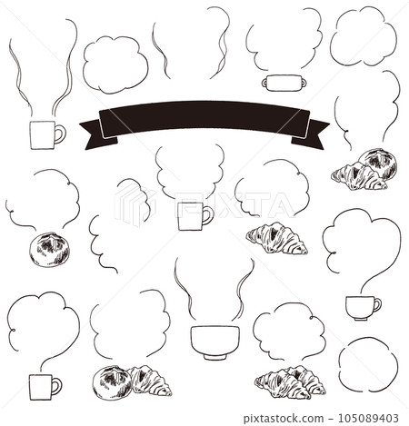 Steam, steam, smell, smoke hand-drawn frame set 105089403