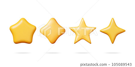 3D Glossy Yellow Star in Different Shapes 105089543