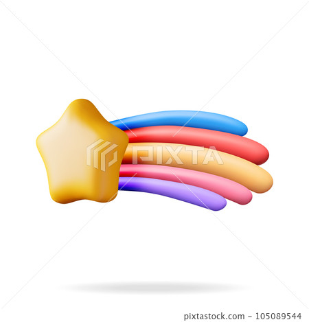 3D Shooting Star with Rainbow Tail 105089544
