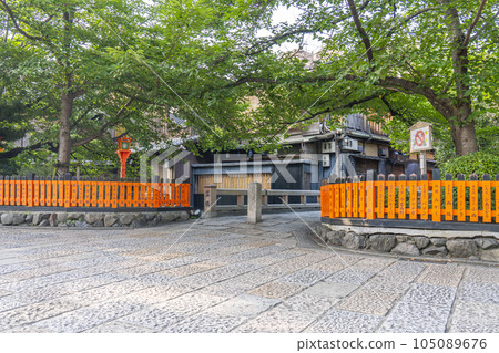 Kyoto/Gion Shirakawa Tatsumi Bridge Fresh green season 105089676