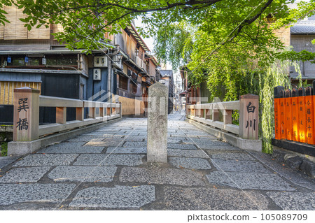 Kyoto/Gion Shirakawa Tatsumi Bridge Fresh green season 105089709