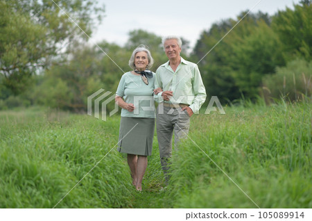 Happy senior couple in love. Park outdoors. 105089914