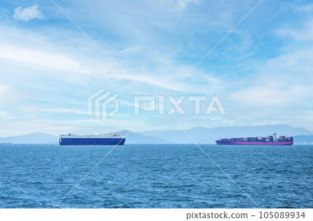 Two container ships going offshore 105089934