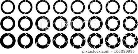 矢量圖組的黑色旋轉箭頭 105089995