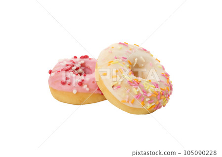 PNG, two donuts isolated on white background 105090228