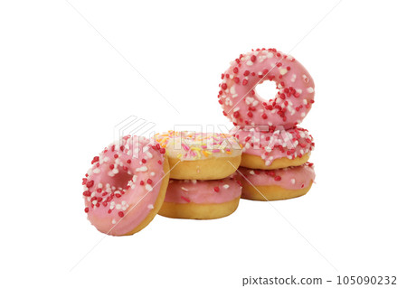 PNG, a pile of donuts isolated on a white background 105090232