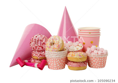 PNG, donuts and marshmallows isolated on white background 105090234