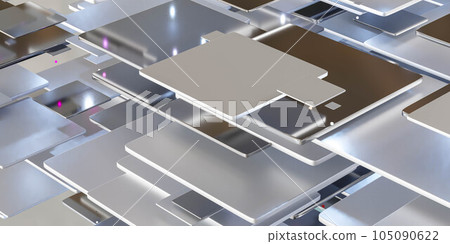 Illustration of a 3D Rendered metallic shapes 3d render Illustration of a 3D Rendered metallic shapes 3d render 105090622