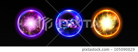 Electric lightning ball with thunder energy vector 105090829