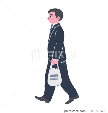 Businessman walking with a shopping bag 105091326