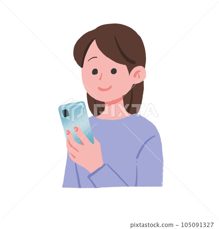A woman looking at her smartphone with a smile 105091327
