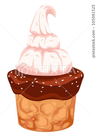 Dessert with mousse and chocolate on cookie vector 105091525